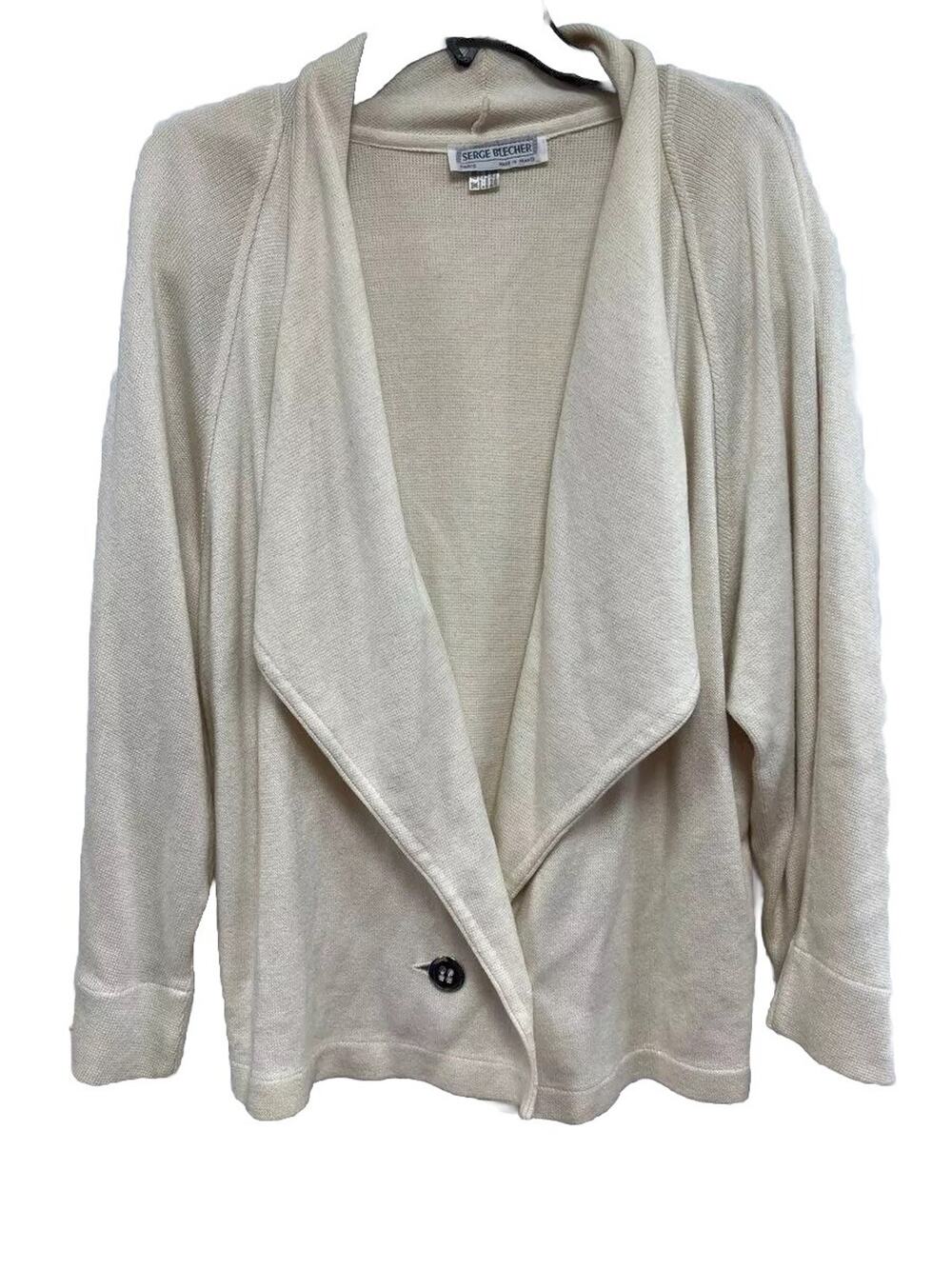 SERGE BLECHER France Cardigan Long Cotton Blend Button Jacket Sweater L A000136